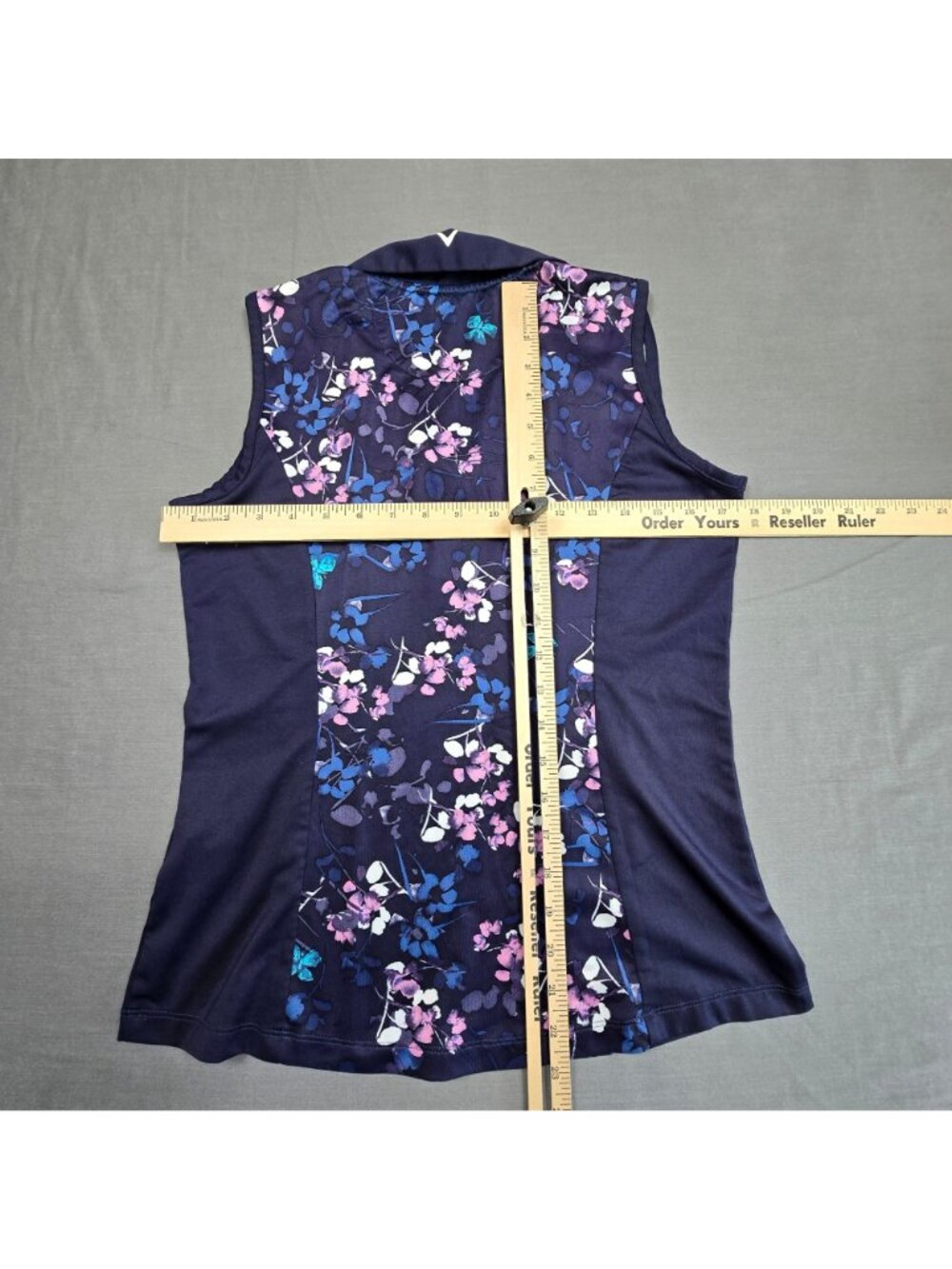 Callaway Small Golf Pickleball Set Floral Navy Sleeveless Polo Shirt Skirt - Picture 5 of 9